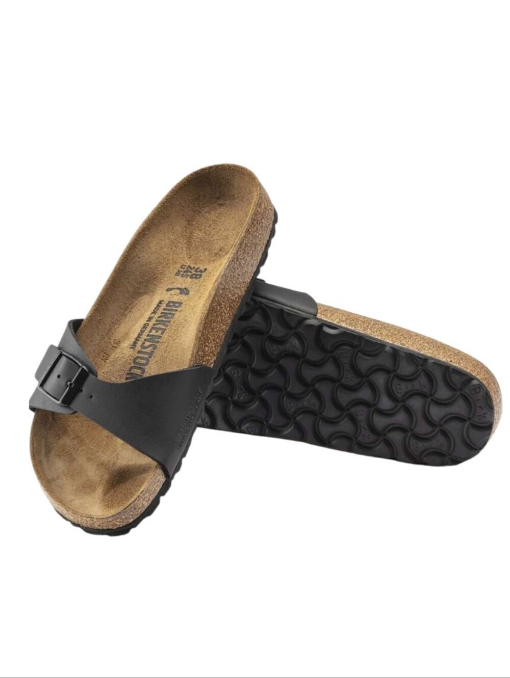 Birkenstock Madrid Birko Flor Black Slip On Sandal Black Like New